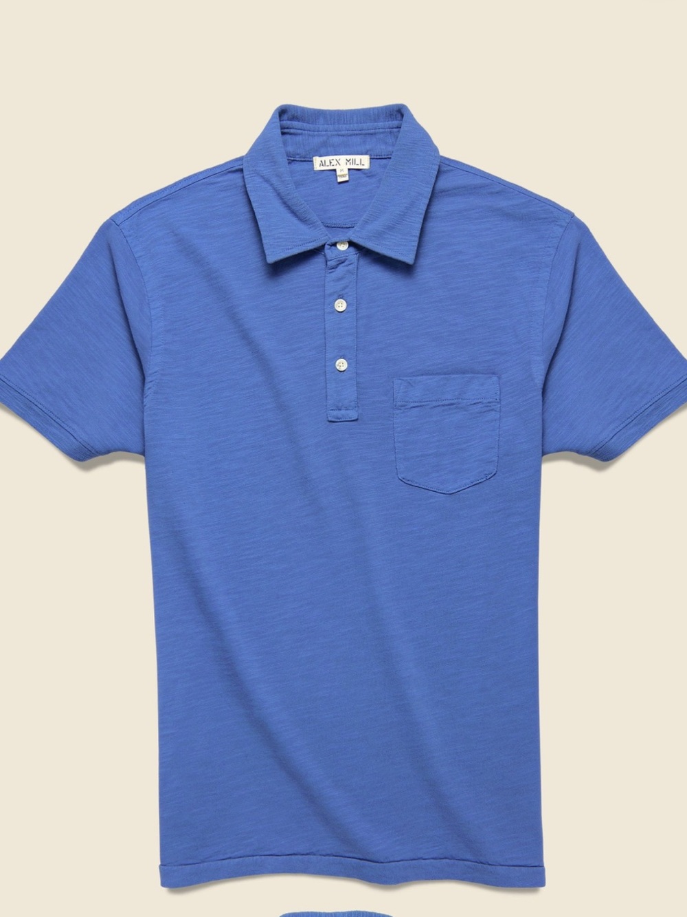 ALEX MILL Slub Cotton Standard Polo - Aegean Blue size small